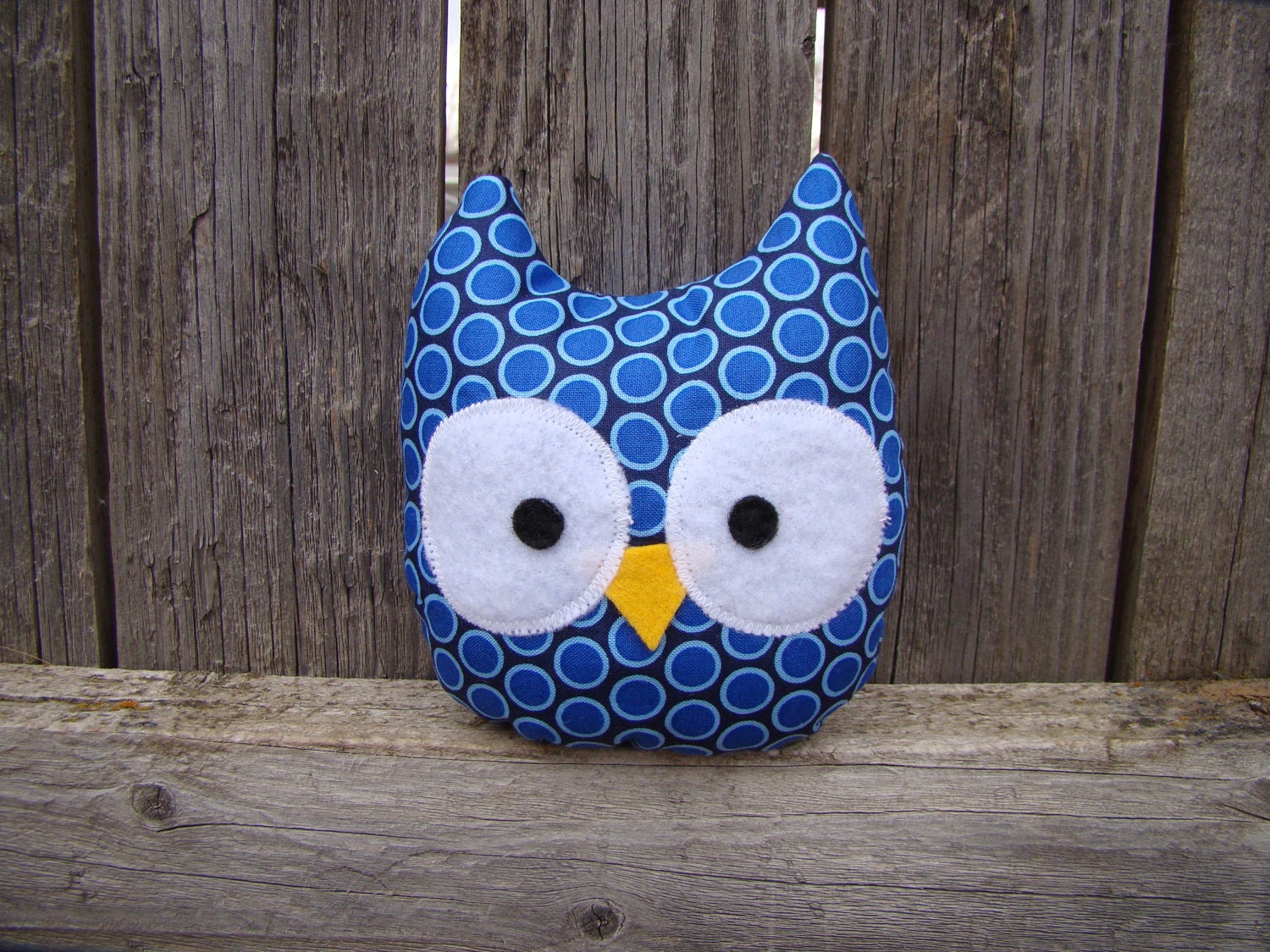 mini owl plush, stuffed owl,  blue