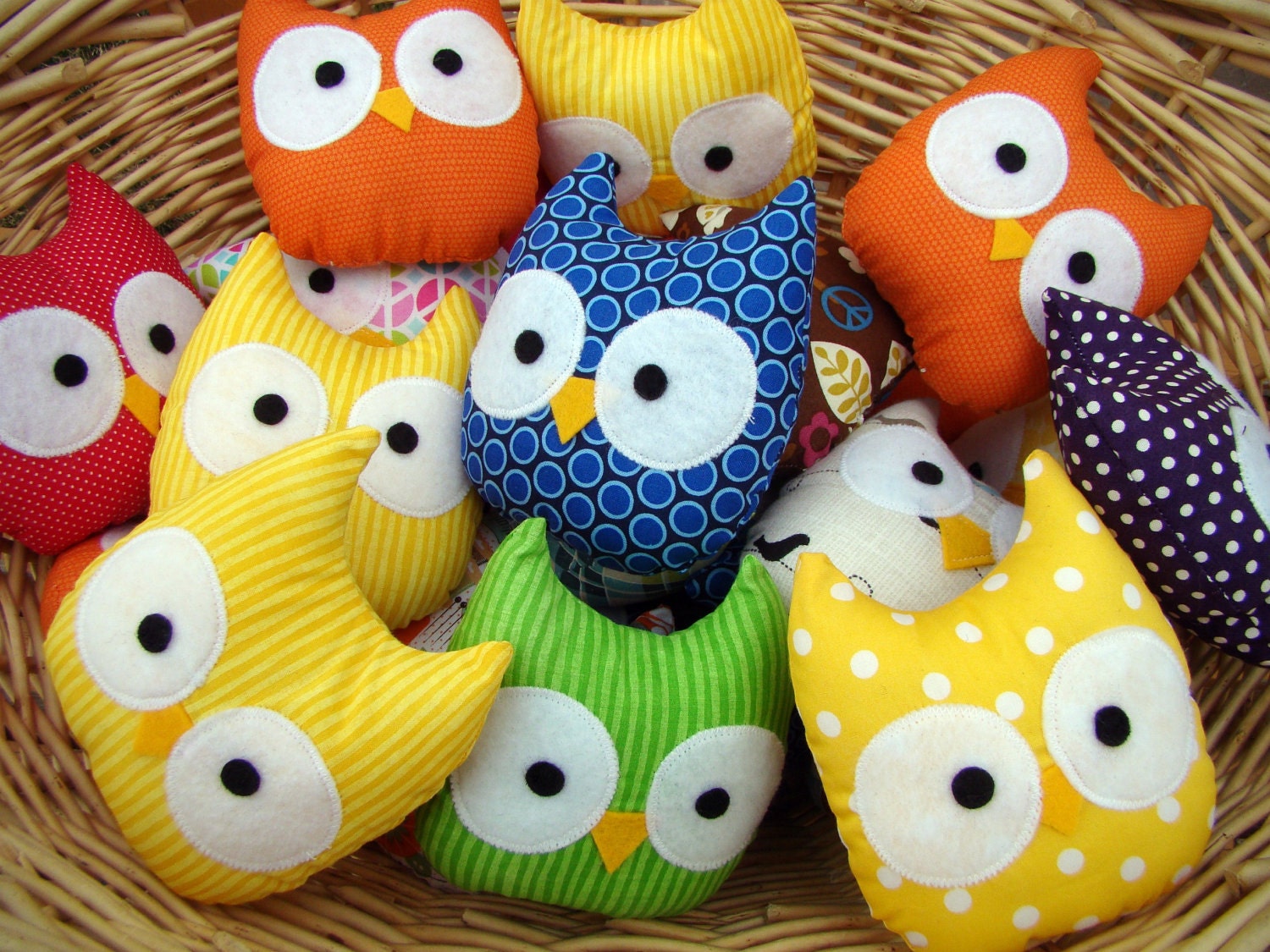 mini owl plush, stuffed owl rainbow, set of 6