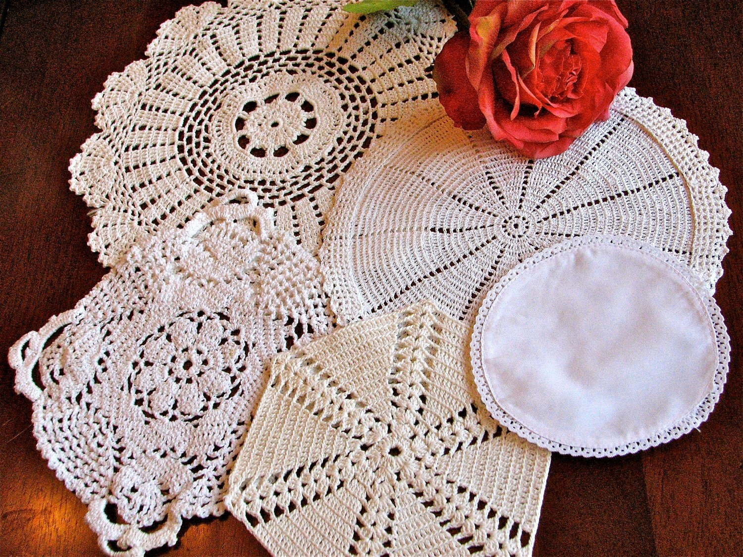 Crocheted Doilies Lot of 5