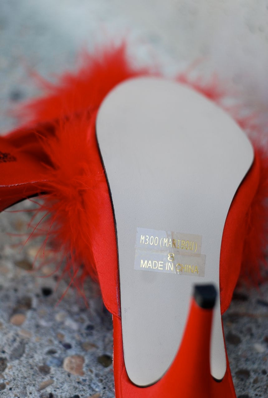 1980s Frederick's of Hollywood Maribou Slippers Size 8