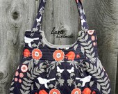 Quilted Tote Bag / Purse/ Handbag - Ty Pennington Impressions Foliage Charcoal