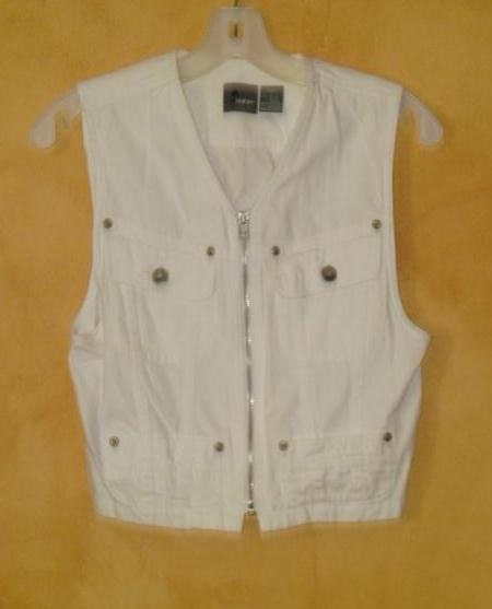 80s WhitE VesT JacKeT LiZ CLaiBorNe LiZWeaR  SLeeVeLess XS / S