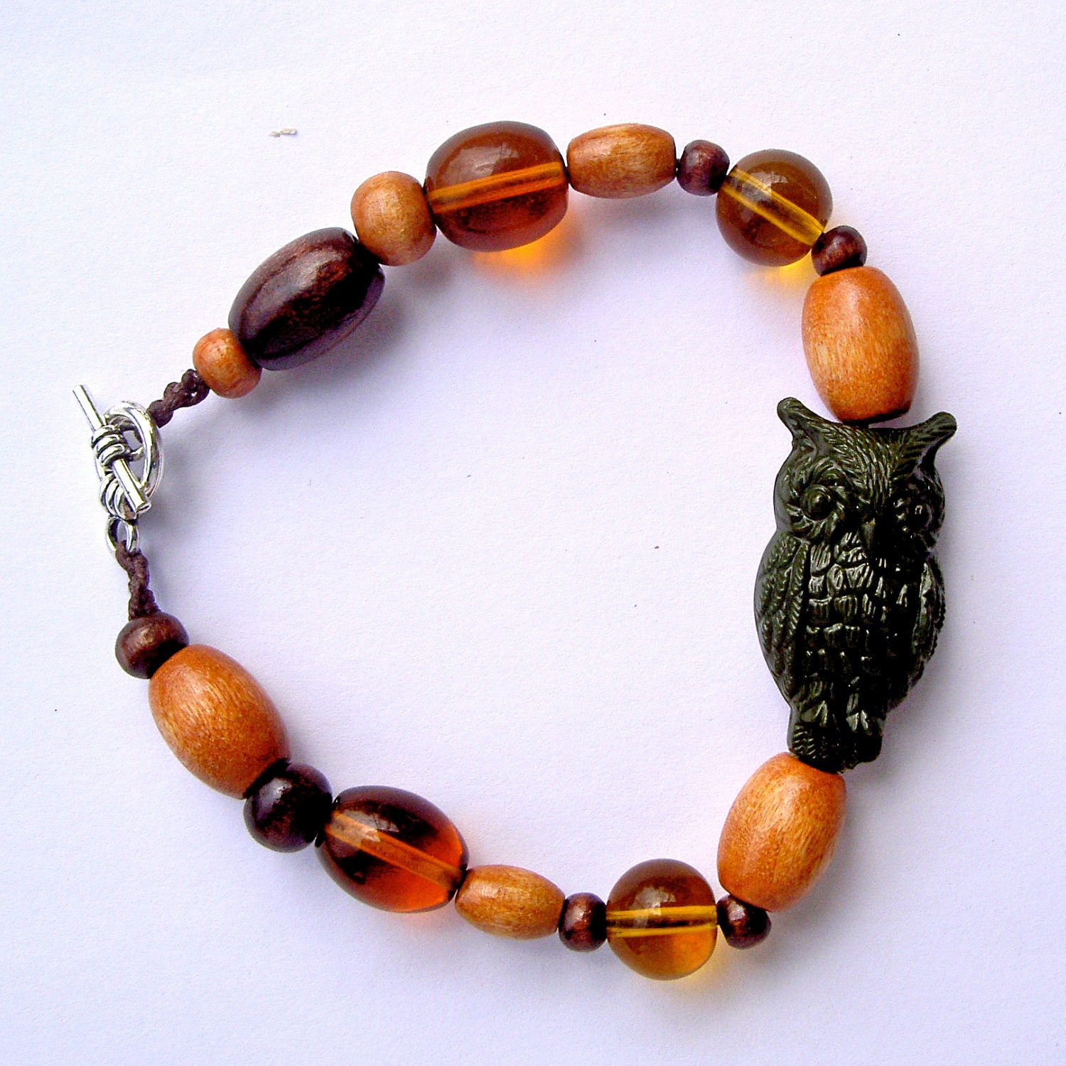 Well, Owl Say--Wood Bead Bracelet