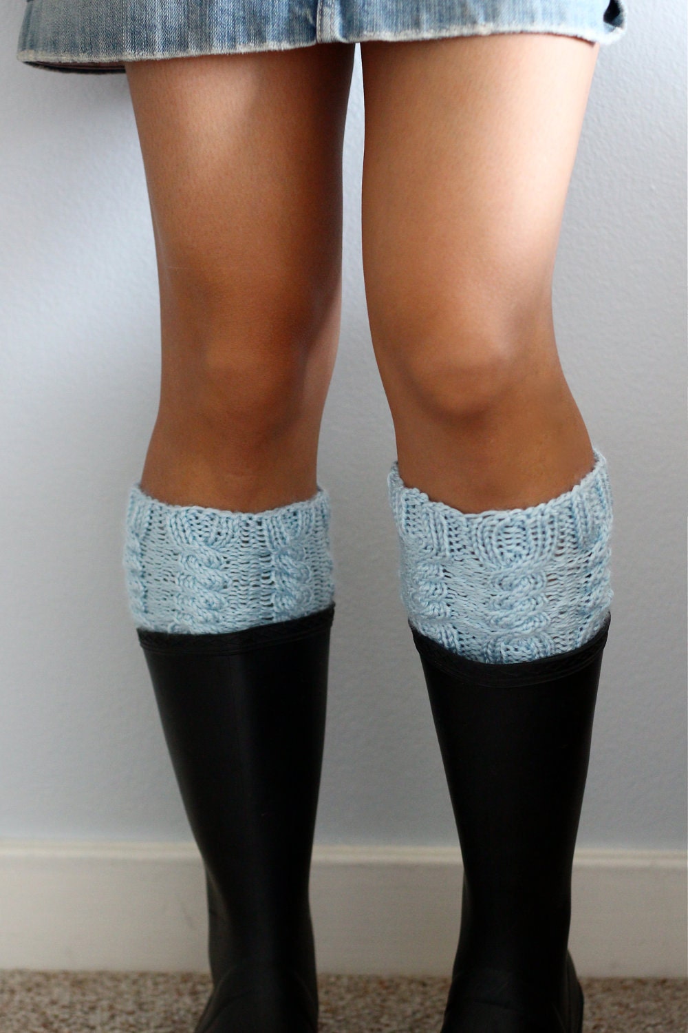 Boot Cuff / Boot Topper - Cable Knit Leg Warmer / Rain boot liner - Custom - VARIOUS COLORS AVAILABLE