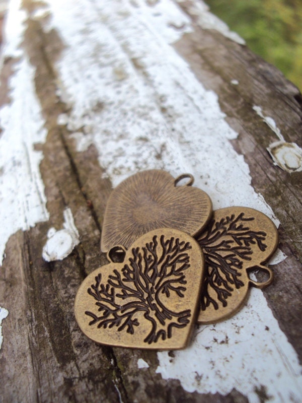 Tree of Life Heart Pendant- Bead Necklace Supplies Charms- 10 Pcs (3:47)