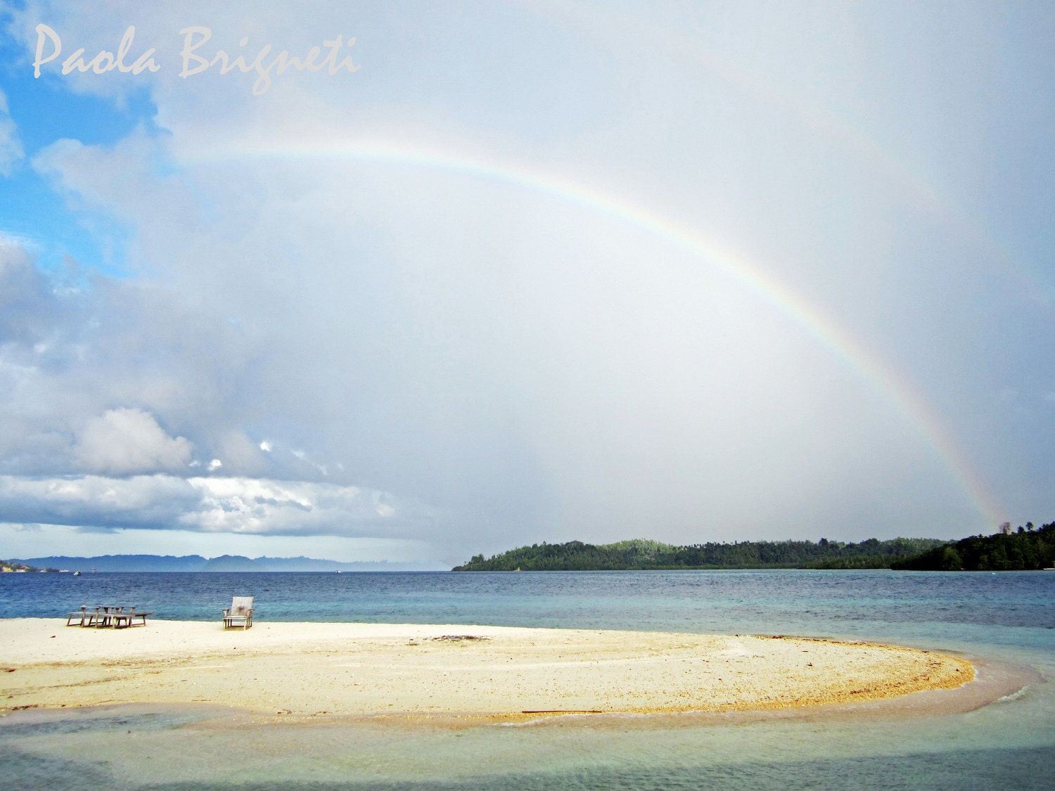 Beach Art Photography Rainbow in Indonesia Togian Islands, Beach, Photography, Wall art, 8x10, Coastal