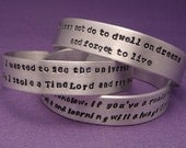 Custom Hand Stamped on ONE SIDE 1/2 Aluminum Cuff Bracelet