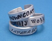 A CUSTOM Hand Stamped 1/4 inch Aluminum Ring - Stamping on ONE SIDE Only