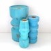 Shabby Chic Candlestick Holders - Turquoise Aqua Distressed - Upcycled Mismatched