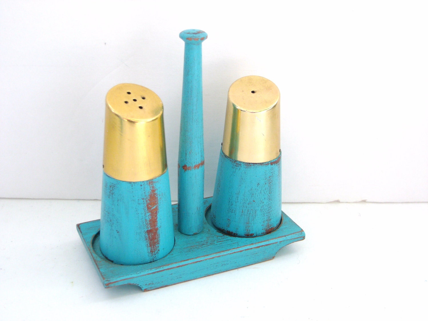 Salt and Pepper Shakers - Shabby Chic Turquoise - Kitchen Decor