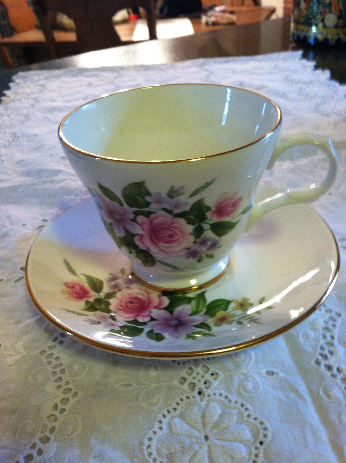 Sadler+China+Made+in+England ... Sadler Wellington Fine Bone China - Floral Tea Cup & Saucer - Made in