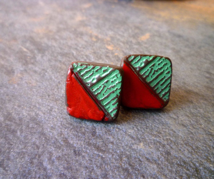 Geometric Composition -  Square Post Earrings
