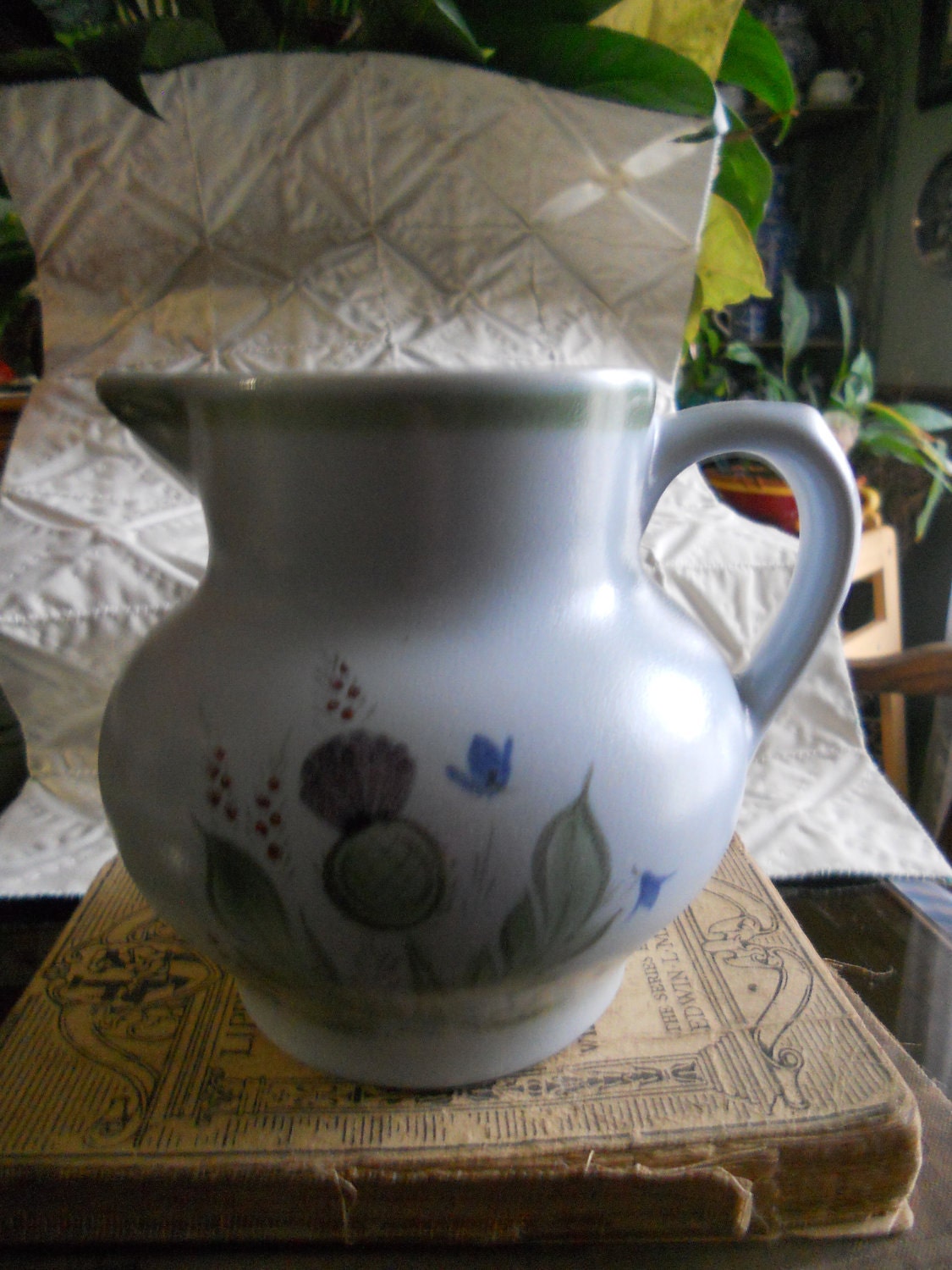 VINTAGE BUCHAN STONEWARE Thistle and Blue Bell Pitcher made in Portobello Scotland