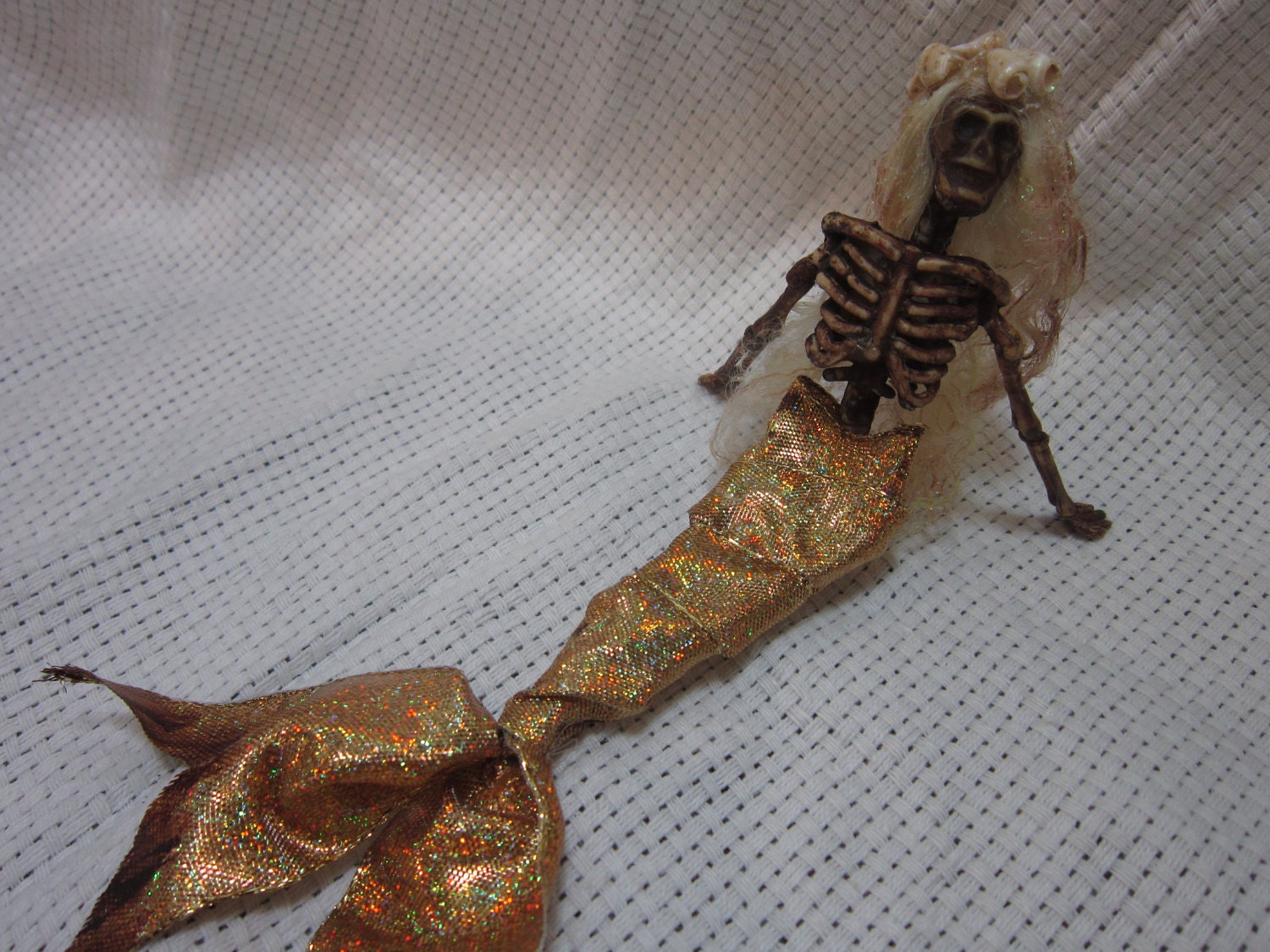 OOAK dead Mermaid set of 4 Fantasy fairy ornament miniature doll art Goth dollhouse