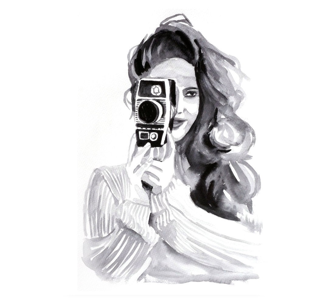 Fashion portrait woman ART PRINT 13X19 original watercolor painting illustration home wall decor  modern contemporary reproduction poster