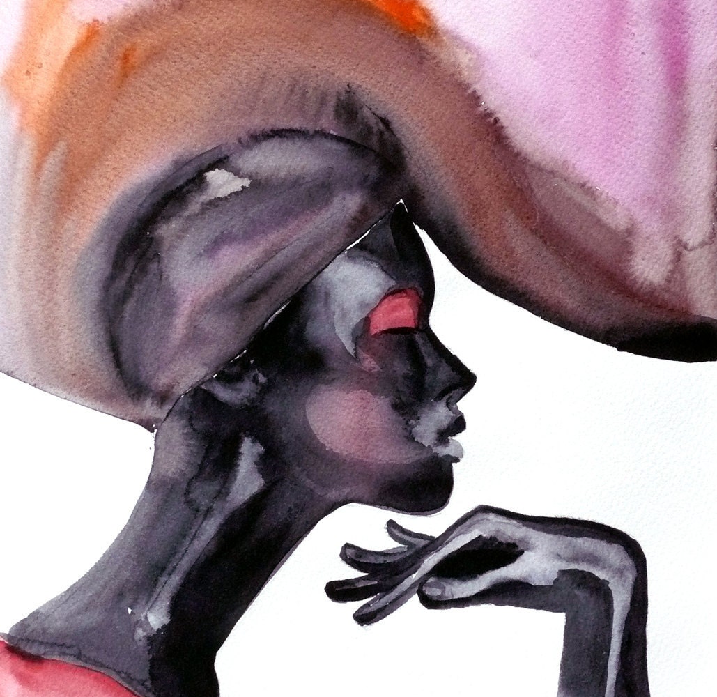 Fashion portrait woman ART PRINT 13X19 original watercolor painting illustration home wall decor  modern contemporary reproduction poster