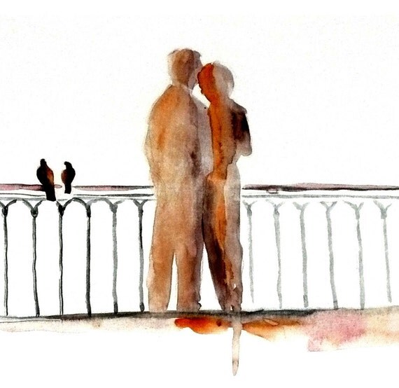 LOVE man woman ART PRINT 12X16 original watercolor painting illustration home wall decor  modern contemporary reproduction poster
