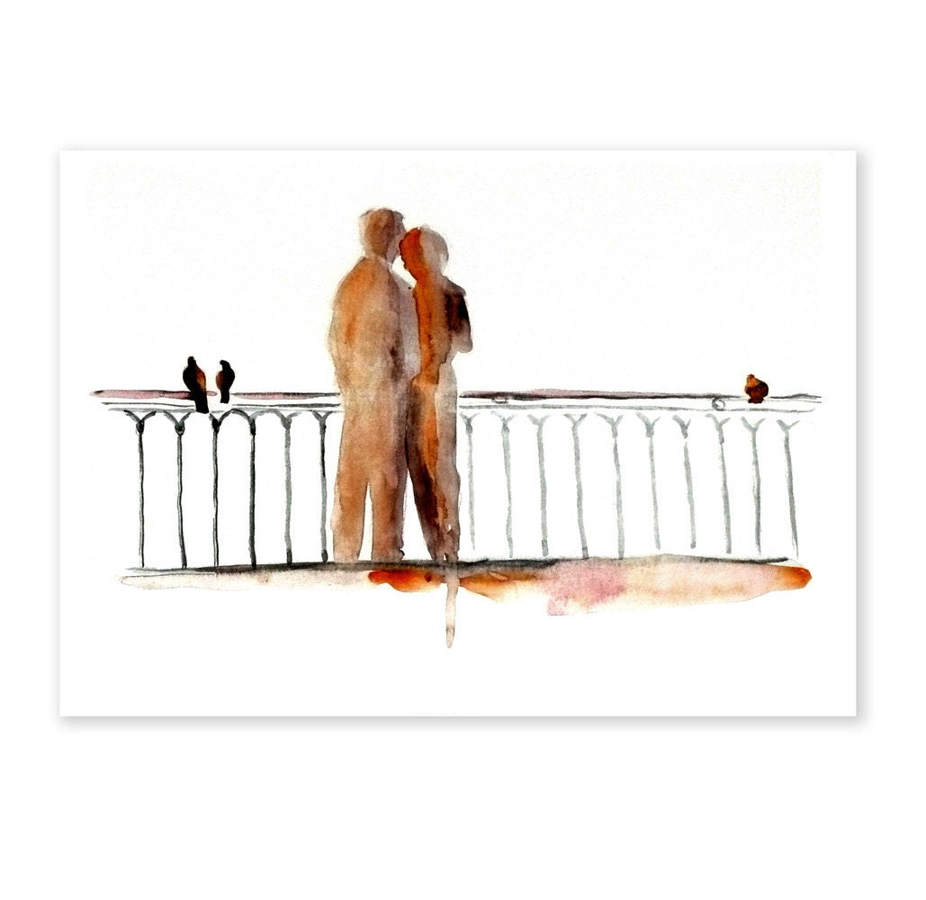 LOVE man woman ART PRINT 12X16 original watercolor painting illustration home wall decor  modern contemporary reproduction poster