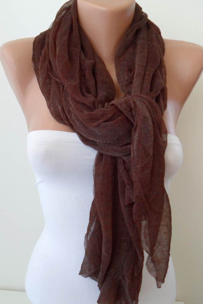 Valentines Day - Brown Scarf - Seamless Tulle Fabric -