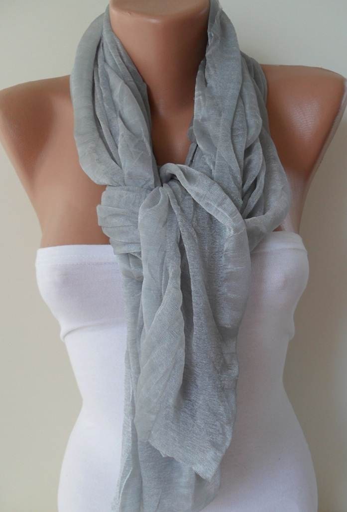 New - Mother's Day Gift Scarf - Light Gray Scarf - Tulle Fabric - Seamless Shawl