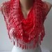 Red Scarf - Laced Fabric - with Red Trim Edge