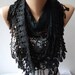 Triangular - Black Lace Shawl / Scarf with Black Trim Edge - Lace Scarf
