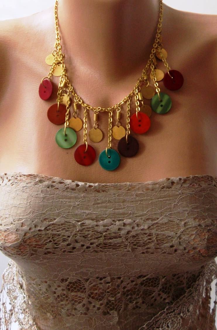 Button Necklace with Chain - Speacial Design