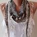 Green and Brown Leopard Shawl / Scarf with Lace Edge - NEW SPRING TREND
