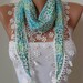 Green Flowered Scarf with White Trim Edge Shaped Flower