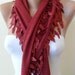 Burgundy Scarf with Burgundy Trim Edge Shaped Leaves - New