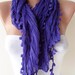 New - Mother's Day Gift -  Purple Cotton Scarf with Pompom Trim Edge