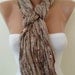 Light Brown Scarf - Silky Embroidered Fabric