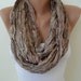 Light Brown Scarf - Silky Embroidered Fabric