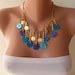 Trendy - Button Necklace with Chain in Blue - Speacial Design