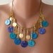Trendy - Button Necklace with Chain in Blue - Speacial Design