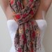 Light Brown and  Flowered Scarf