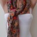 Light Brown and  Flowered Scarf