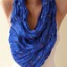 Royal Blue and Silky Scarf - Embroidered Fabric