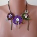 Crochet Necklace with Lace and Fabric Flowers - Speacial Design
