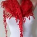 Red Scarf with Red Trim Edge Shaped Leaves