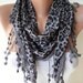 ON SALE - Leopard - Grey Scarf - with Grey Trim Edge