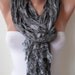 ON SALE - Grey Satin Scarf with Trim Edge