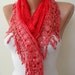 Red Shawl - Red Laced Fabric with Trim Edge