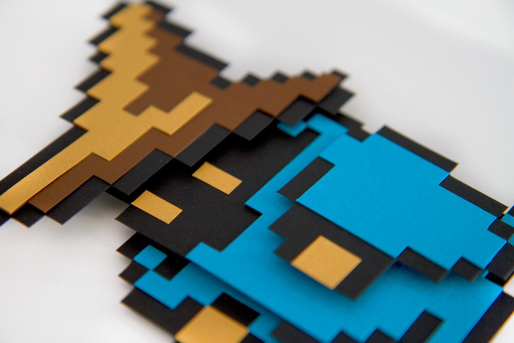 Black Mage - Final Fantasy - 8bit hand cut 3D paper craft