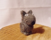 Needle Felted Dog -  miniature scruffy grey dog figure - 100% shetland wool
