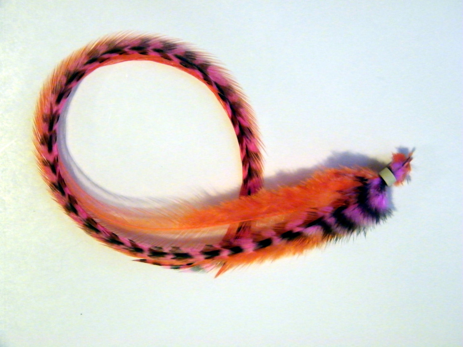 Hair Feathers Extensions Orange and Hot Pink