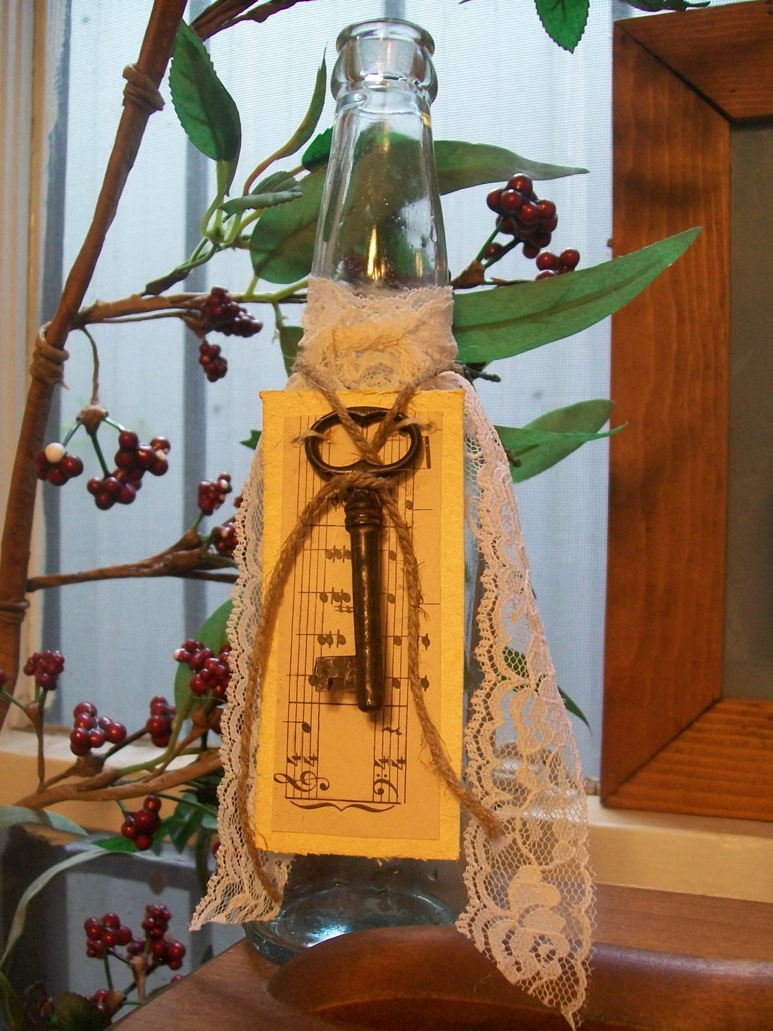 Musical note glass flower bud vase victorian style by zantana