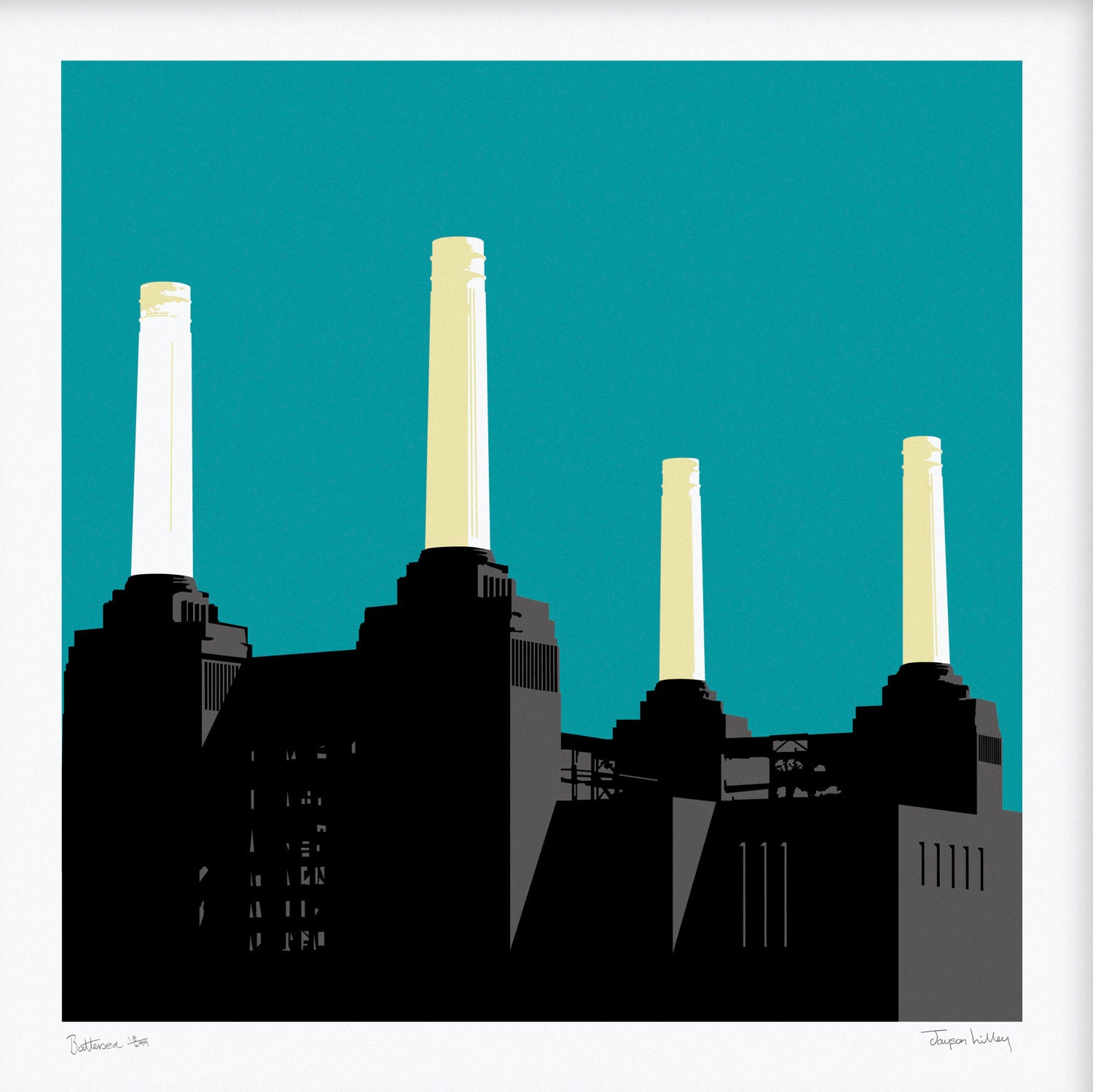 Battersea Power Station Turquoise Screenprint