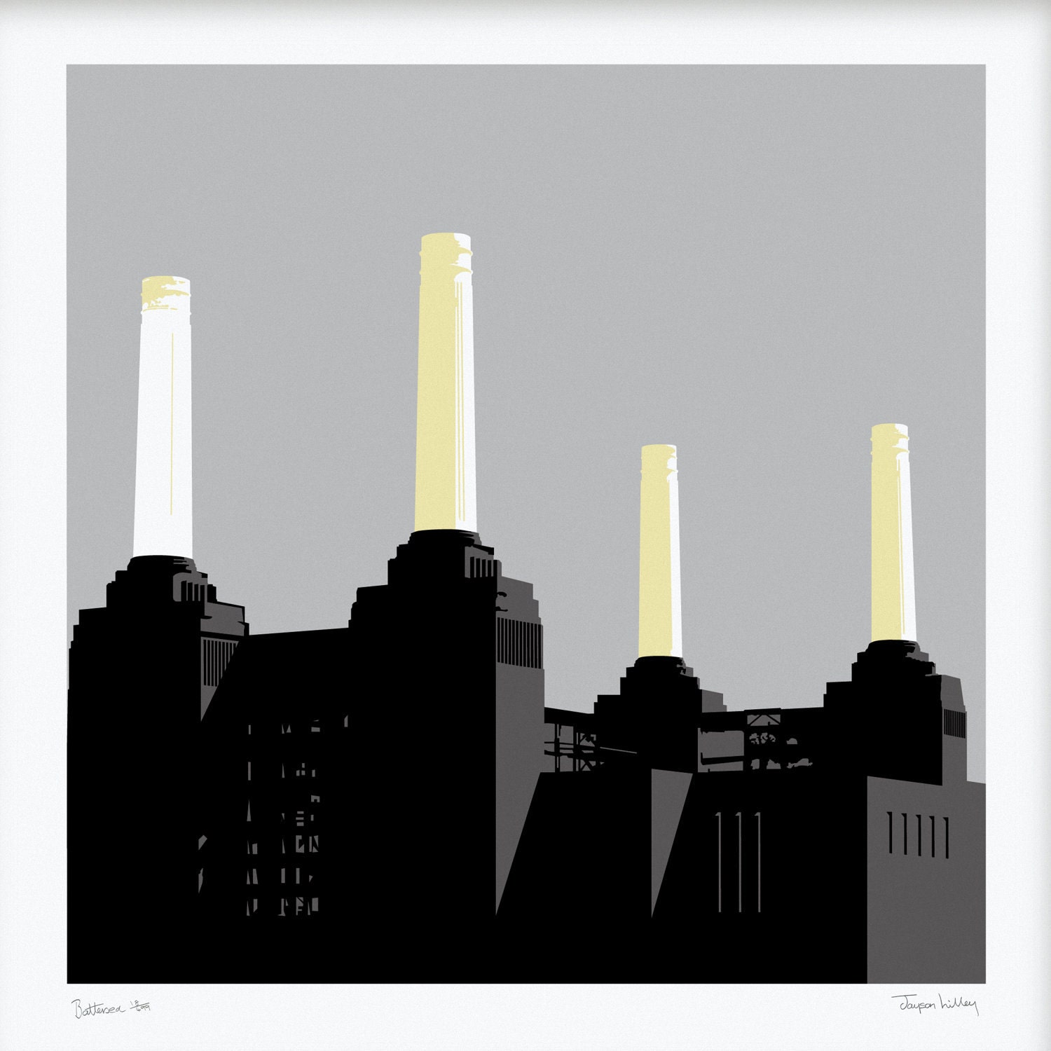 Battersea Power Station Grey Screenprint