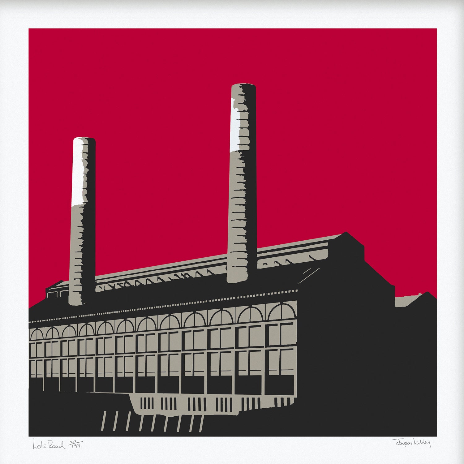 Lots Road Power Station Red Screenprint